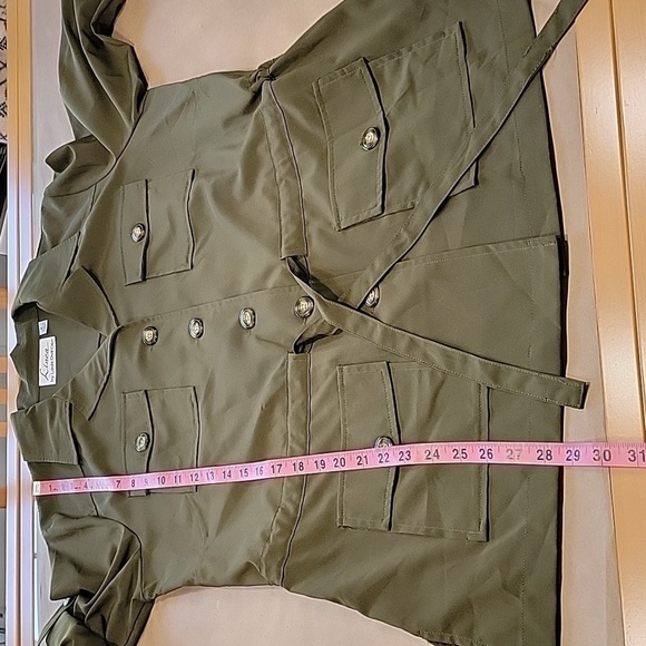 Linea by Louis Dell'Olio Size M Dark Olive Green Safari Shirt, Excellent Cond. - Picture 10 of 13